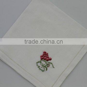 100% Cotton Embroidered Table Napkins With Hemstitch, Set of 6, Various Designs photo-4