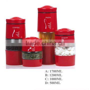 500ml 1700ml set of 4 plastic and glass storage jar set