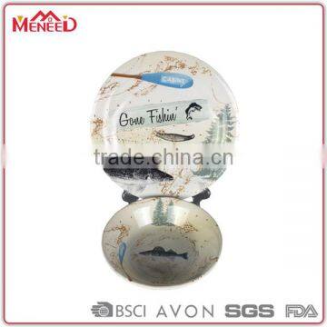 3pcs Ceramic-like White&black Stripe Line Design Wholesale Dinner Table Set photo-4