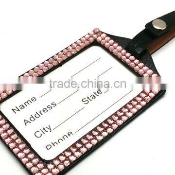 High Quality Promotion Gift PU Leather Badge Holder With Crystal Gem Decoration photo-4