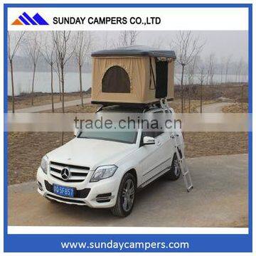 Easy set up gas strut air supported hard shell camper roof top tent