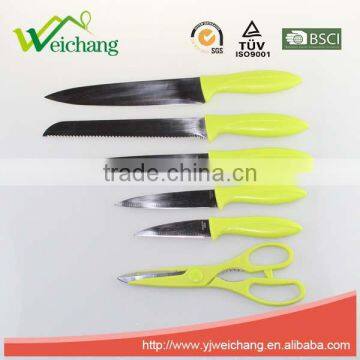 WCK001C 6 Pcs Set Kitchen Knives With Scissors and Holder Stainless Steel Blade With PP Handle Wholesale photo-2