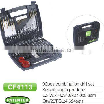 90pcs combination drill bit set in blow mold case