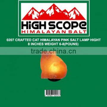 HIMALAYAN PINK CRYSTAL ROCK SALT LAMP CAT SHAPE