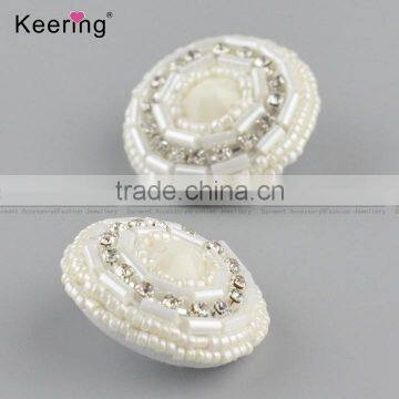 Wholesale Custom White Beaded Rhinestone Buttons for Clothing WBKA-294 photo-3