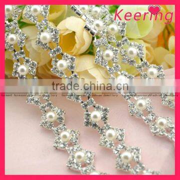 Bridal Crystal Rhinestone Close Chain Clear Trim WRC-136 photo-2