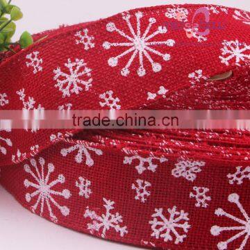 2016 Christmas Jacquard Ribbon 2.5 Inch Wide Jute Burlap Ribbons photo-3