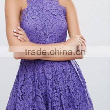 China Latest Clothing OEM Lace Pinny Scallop Margin Prom Midi Fashion Dress photo-4