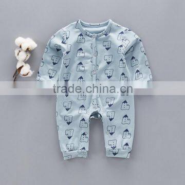 Wholesale New Born Snap Buttons Small House Printed Cotton Jumpsuit photo-5