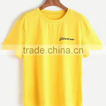 2017 New arrival baby clothes fashion wholesale high quality short sleeve printed boutique yellow t shirt girl