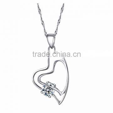 Indian Designer Silver Finish CZ Stud Heart Pendant