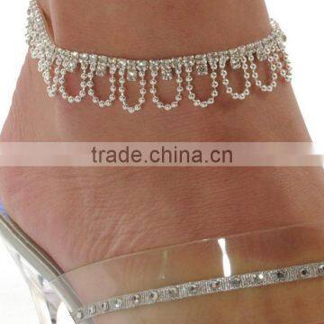 Fully crystal setting foot jewelry wave shape pearl crystal anklet unique gifts crystal anklets for sun beach jewelry