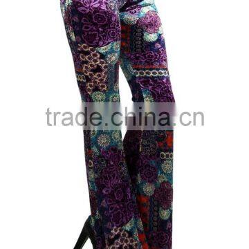 MGOO 2017 Custom Print Velvet Floral Print Bottom Leggings High Waist Flare Leg Opening Fashion Pants photo-5
