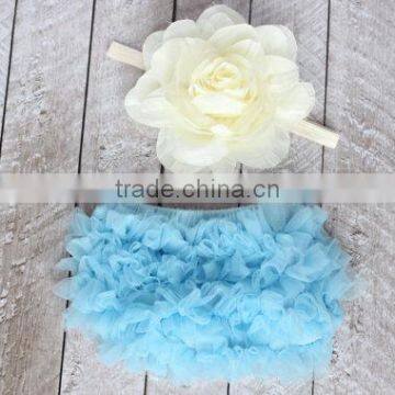 Amber Bloomer Flower Hairband Baby Clothing Set for Infant Girls photo-2