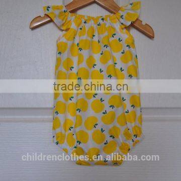 Yiwu factory directly wholesale beautiful fruit pattern floral ruffle backless baby romper