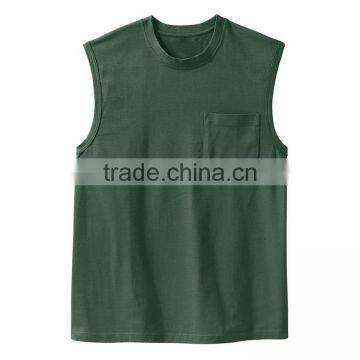 Latest Design Man Sleeveless Custom Fashion Bulk Blank Collar Pocket Men T-shirt photo-3