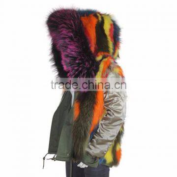 Myfur Popular Ladies Parka With Real Fox Fur Lining and Dyed Raccoon Fur Trimed Hood photo-3