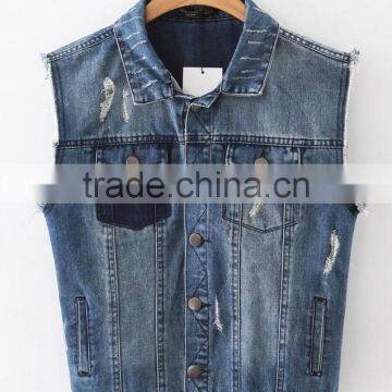 Runwaylover EY1065C Hot Sale 2017 Ladies Fashion Sleeveless Denim Jackets photo-4