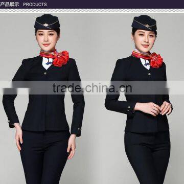 Juqian ODM/OEM Formal Airline Stewardess Uniform Black Air Hostess Uniform for Air Hostess Costume photo-6
