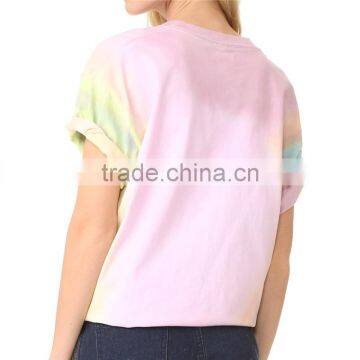 2017 OEM Slouchy Faded Tie-dye Ribbed Neckline Shirt Womens photo-3