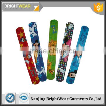 Promotional reflective custom pvc printed slap band slap bracelet