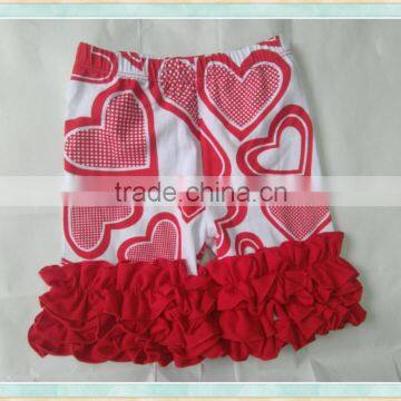 2017 hot sale kids children baby floral cotton heart-shaped ruffle shorts baby ruffle bloomers