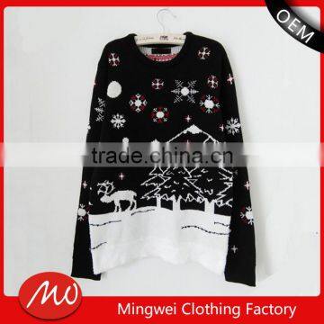 christmas knitting reindeer jacquard winter jumper sweater for ladies