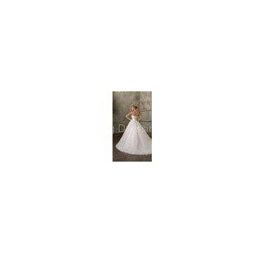 Sweetheart Empire Bodice with Chapel Train Tulle Organza Lace Backless Wedding Dresses