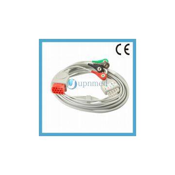 Bionet One piece 5 lead ECG Cable with leadwires,snap,12pin