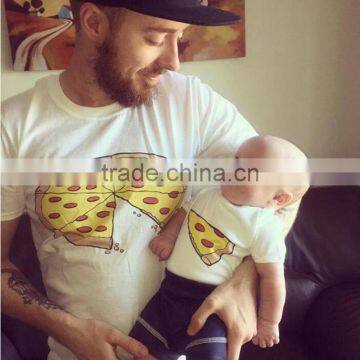 Pizza Pattern Father and Son Matching T-shirt Baby Cotton Short Sleeve Shirt