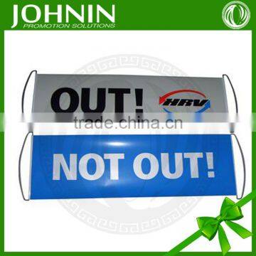 Custom "OUT" and "NOT OUT" scrolling hand roll up banner