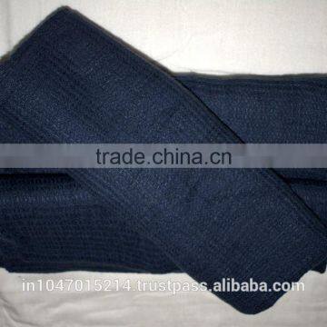 Hand woven organic linen dark blue waffle towel