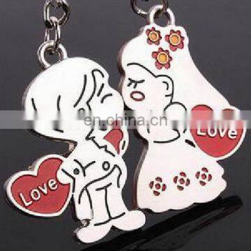 Wholesale Fashion New Red Enamel Love Kissing Lovers Keychain Couple Valentine's Day Gift