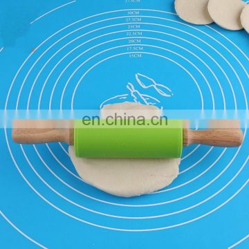 Food grade small size wooden handle silicone rolling pin