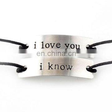 Wax Cord Stamped Metal Friendship Bracelets photo-3