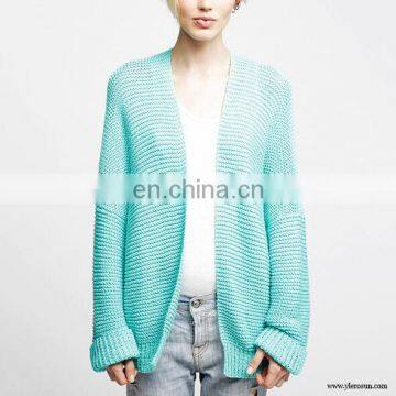 2016 100% cotton women draped sleeves oversized knit cardigan