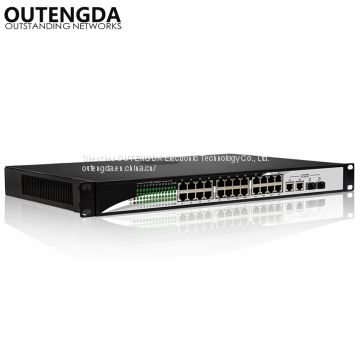 24 10/100Mbps POE Switch Standard 802.3af/at 48V Switch with 2 1000Mbps UPlink and 2 Gigabit SFP for IP Camera, Wireless