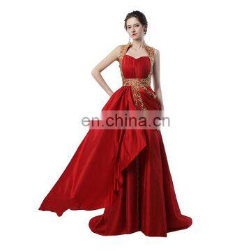 Free Shipping Long Gown Sleeveless Sweetheart Sequins Floor Length Peplum Mermaid Appliqued Zipper Satin Women Prom Dress