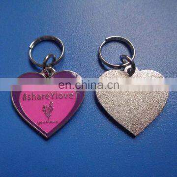 Silver plating heart shape soft enameled pink and purple color jewelry metal pendant charm for necklace