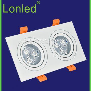 Recessed Square LED Spotlight Aluminum Case 2*7W Black/White/Silver High Power photo-4