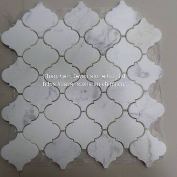 Carrara White Arabesque Lantern Shaped Mosaic Floor Tiles photo-4