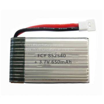 High discharge rate lipo rc helicopter battery 3.7v 650mah 852540 for UAV