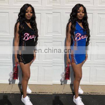 2020 New Arrivals Women Sexy Club Dresses Ladies Letter Printed Mini Party Dresses Women Summer Dresses photo-3