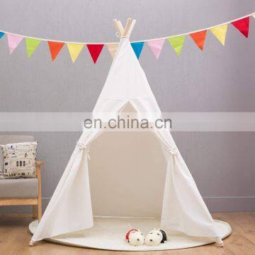 Portable Kids Cotton Teepee Tent Canvas Indian Children Play Tent Kids Playhouse, Class White One Window Style photo-2
