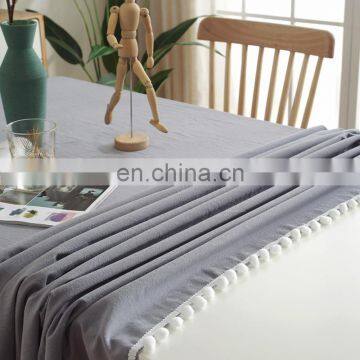New Arrival New Pattern Black Table Clothes Solid Table Cloth With Pom Pom photo-6