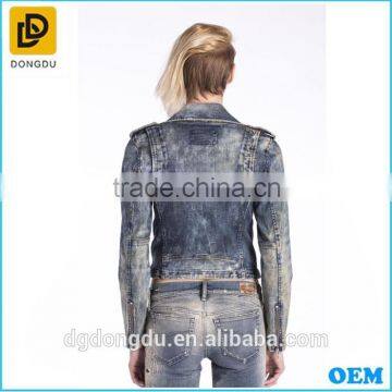 Hot Sale 2016 Denim Jacket Women Short Jean Denim Coat Ladies Bike Jackets photo-2