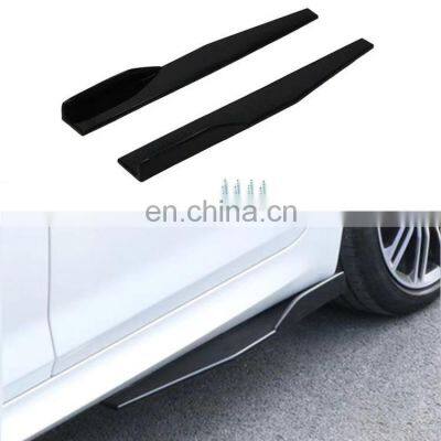Car Accessories Front Lip Side Skirt Bumper Lip Universal Front Lip Carbon Fiber Gloss Black Universal Side Skirt 3Pcs 2.2M