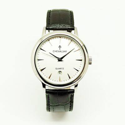 Stainless Steel Water Resistance Man Watches Lady Genuine Leather Quartz Watch photo-3