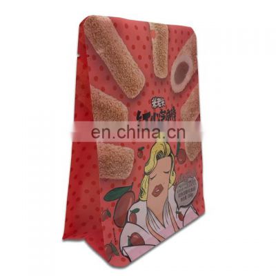 plastic food packaging bag for snack with window customized printed flat bottom