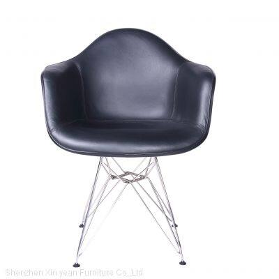 DAR reinforce white fiberglass Eames armchair with stainless steel base for sale